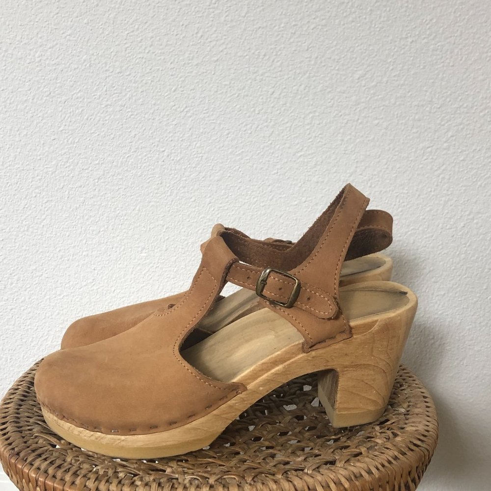 No.6 Suede T-Strap Clog Heels Sz 39